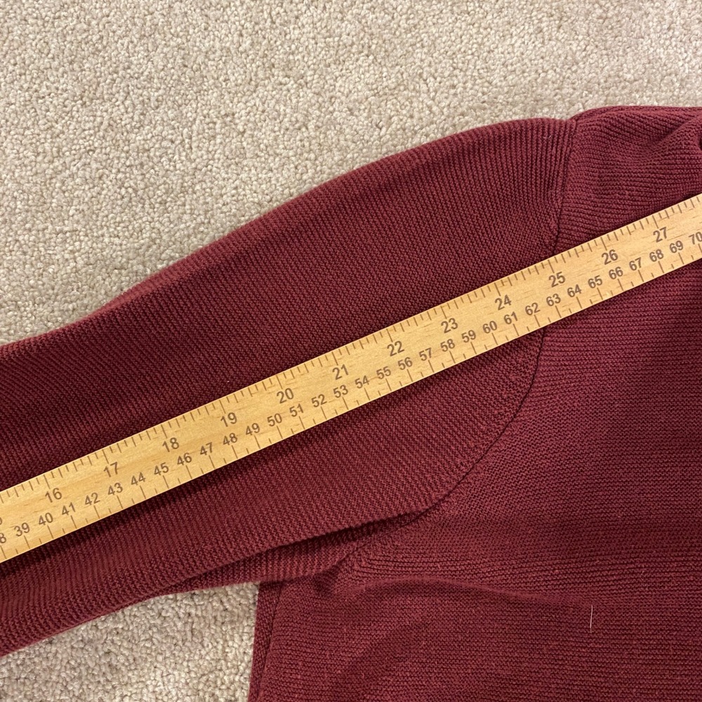 Pure Jill Sweater Womens Large Burgundy V-Neck Tiered Hem Cotton Blend Tunic - Picture 7 of 9